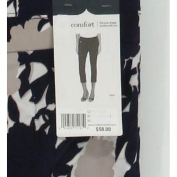 Rafaella Womens  Stretch Capri Pants Size 12 Blue Gray White Comfort Fit NWT $58 - Picture 3 of 4